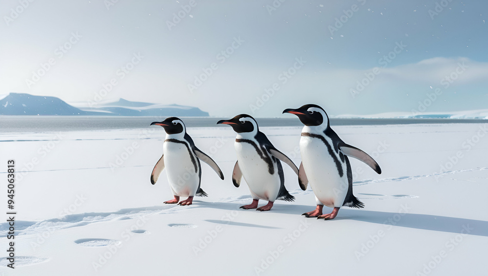 Obraz premium two penguins on the snow
