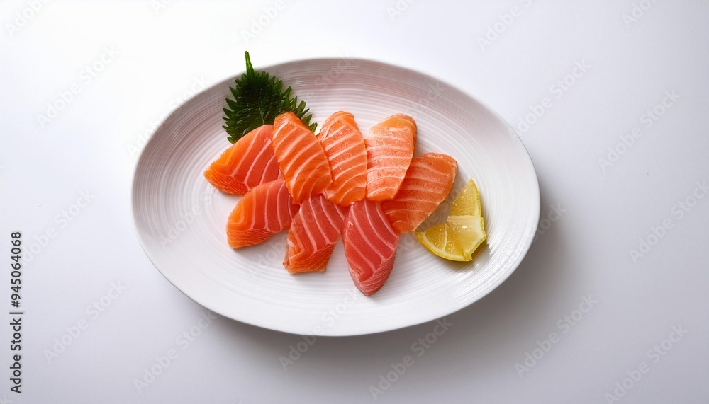 Sashimi on white plate with white background isolated Sashimi on white plate with white background isolated