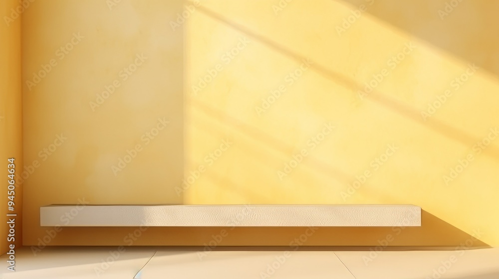 Yellow concrete interior background with light from the window. Neural network ai generated art Yellow concrete interior background with light from the window. Neural network ai generated art