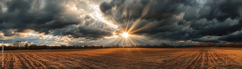 Obraz premium Sunlight breaking through storm cloud