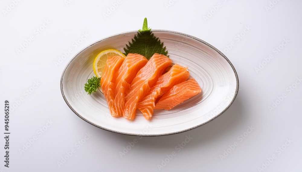 Sashimi on white plate with white background isolated Sashimi on white plate with white background isolated