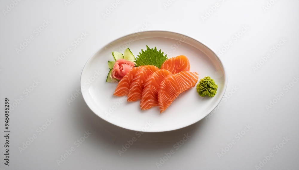 Sashimi on white plate with white background isolated Sashimi on white plate with white background isolated