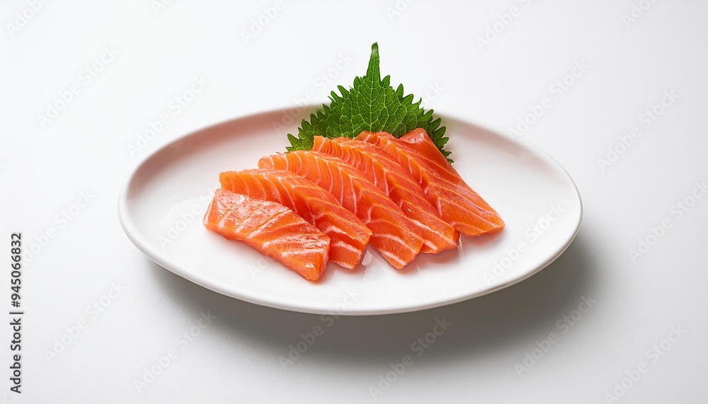 Sashimi on white plate with white background isolated Sashimi on white plate with white background isolated