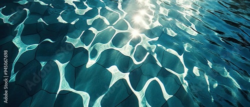 Playful interplay of light and shadow casting intricate geometric shapes on water surfaces for a mesmerizing abstract effect photo