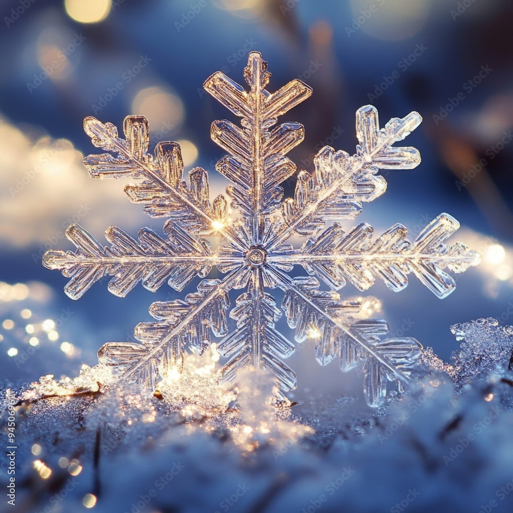 Delicate snowflake with intricate ice crystals winters Delicate snowflake with intricate ice crystals winters