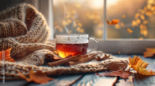 Cozy Autumn Tea Time by the Window