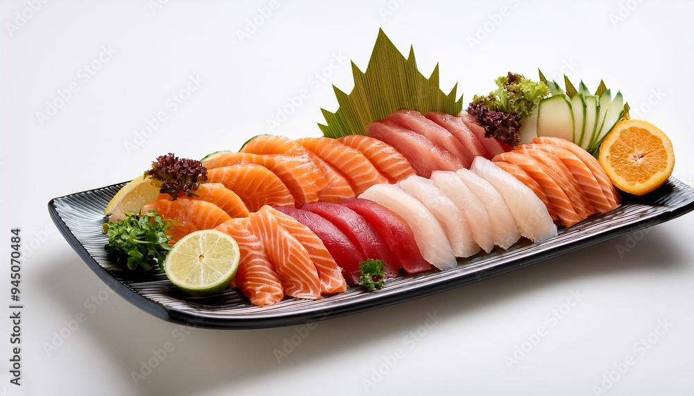 Sashimi platter with white background isolated Sashimi platter with white background isolated