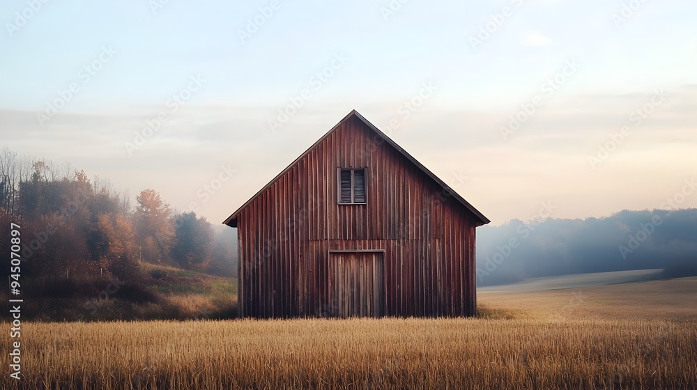 Picturesque rustic wooden barn nestled in a peaceful natural countryside setting The barn s weathered charming exterior is surrounded by lush fields rolling hills Picturesque rustic wooden barn nestled in a peaceful natural countryside setting The barn s weathered charming exterior is surrounded by lush fields rolling hills