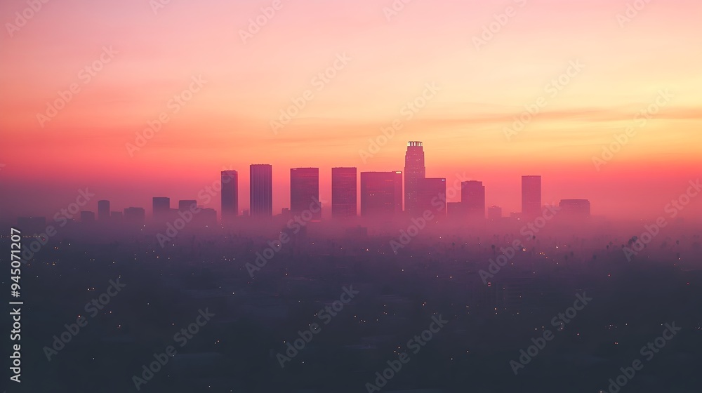 A breathtaking urban skyline at dusk with silhouetted skyscrapers against a dramatic atmospheric sunset backdrop The cityscape is serene and peaceful offering a contemporary and minimalist aesthetic A breathtaking urban skyline at dusk with silhouetted skyscrapers against a dramatic atmospheric sunset backdrop The cityscape is serene and peaceful offering a contemporary and minimalist aesthetic