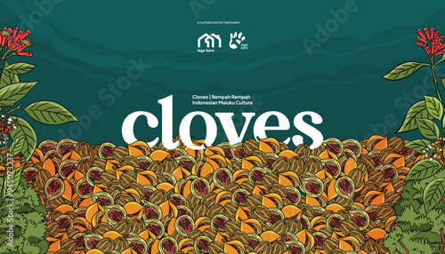 Aromatic Cloves from Indonesian called cengkeh illustration