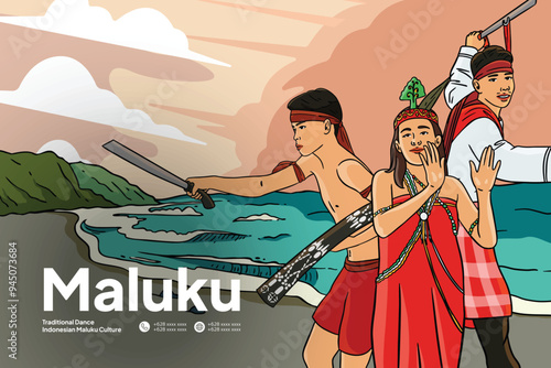 Maluku Illustration idea for tourism poster layout