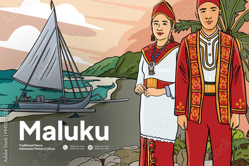 Maluku Illustration idea for tourism poster layout