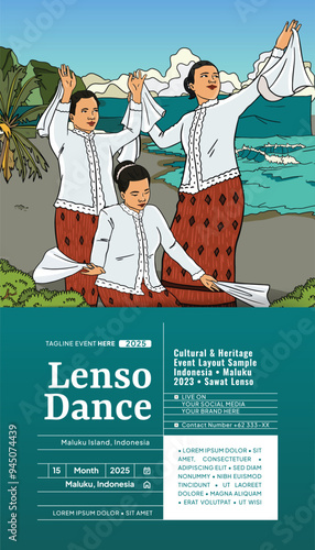 Social Media poster idea with Maluku Regency Indonesian culture Banda Neira