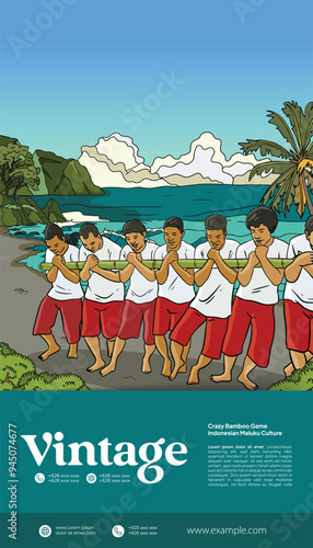 Social Media poster idea with Maluku Regency Indonesian culture Banda Neira