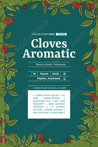Aromatic Cloves from Indonesian called cengkeh illustration