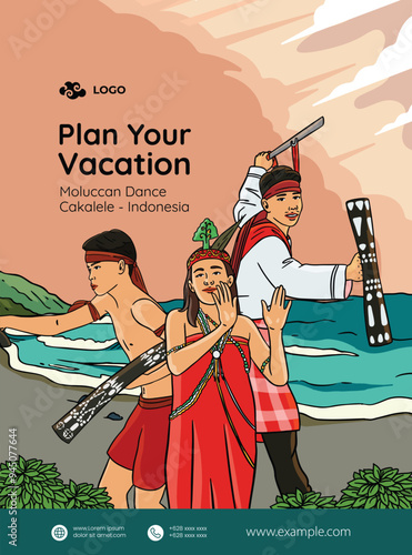 Maluku Illustration idea for tourism poster layout