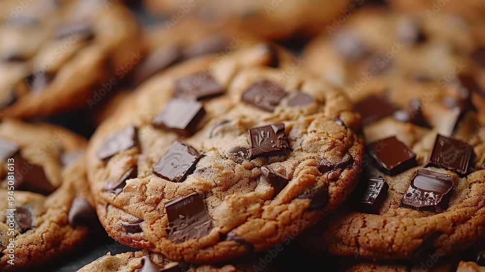 Delicious chocolate chip cookie with gooey chunks, perfect for dessert or a sweet snack. Freshly baked and tempting. Delicious chocolate chip cookie with gooey chunks, perfect for dessert or a sweet snack. Freshly baked and tempting.