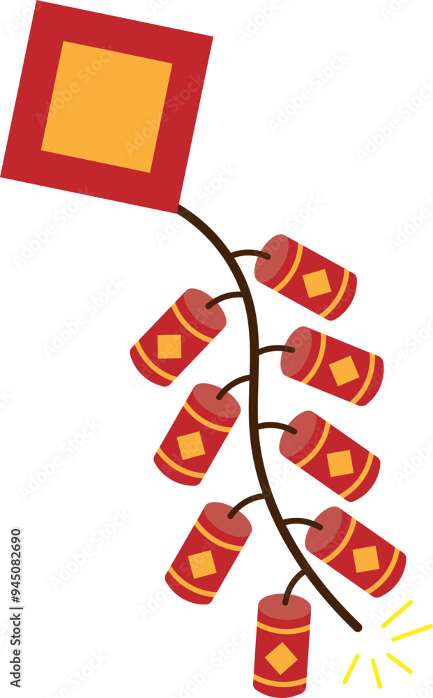 Fototapeta premium Chinese new year firecracker decoration illustration