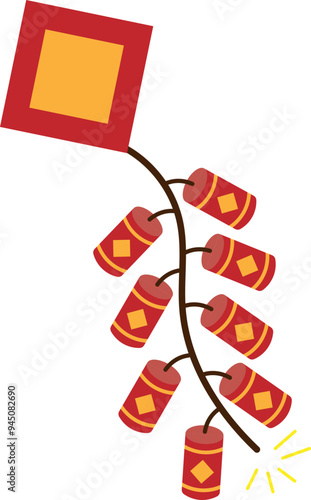 Chinese new year firecracker decoration illustration