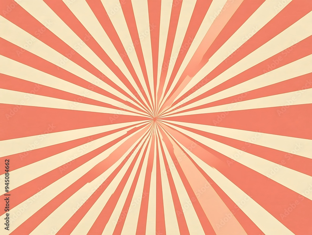 Fototapeta premium Red and cream retro circus background with sunburst rays vector presentation template design, vintage