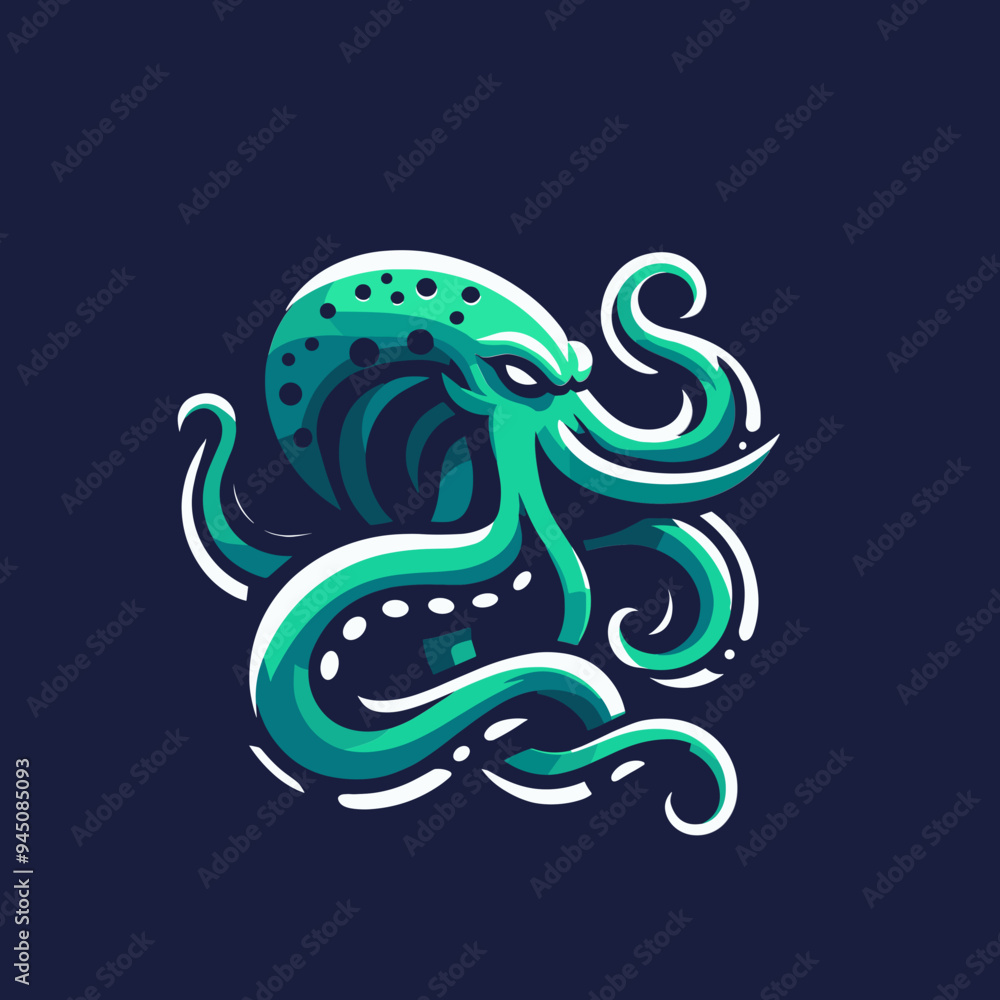 Fototapeta premium Giant squid Mascot Vector Illustration for Sports Game or Esports Logo