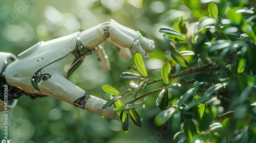 Robotic Hand Reaching for Green Leaves