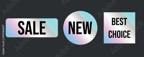 Set of hologram sticker for sale. Bisness emblem. Vector illustration