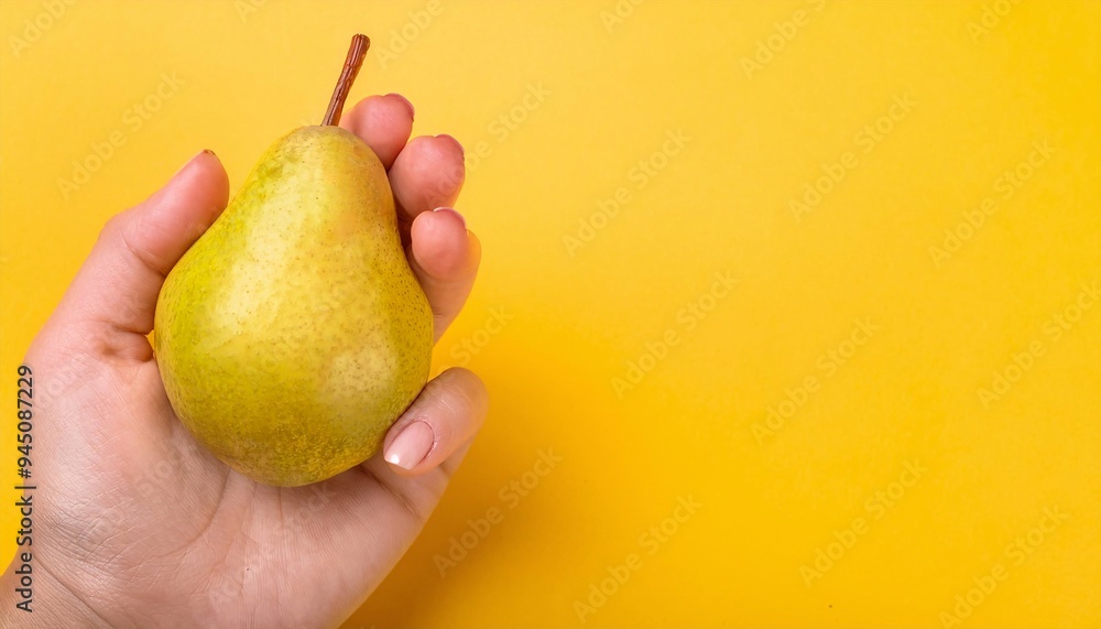 Hand holding fresh pear. generative ai Hand holding fresh pear. generative ai