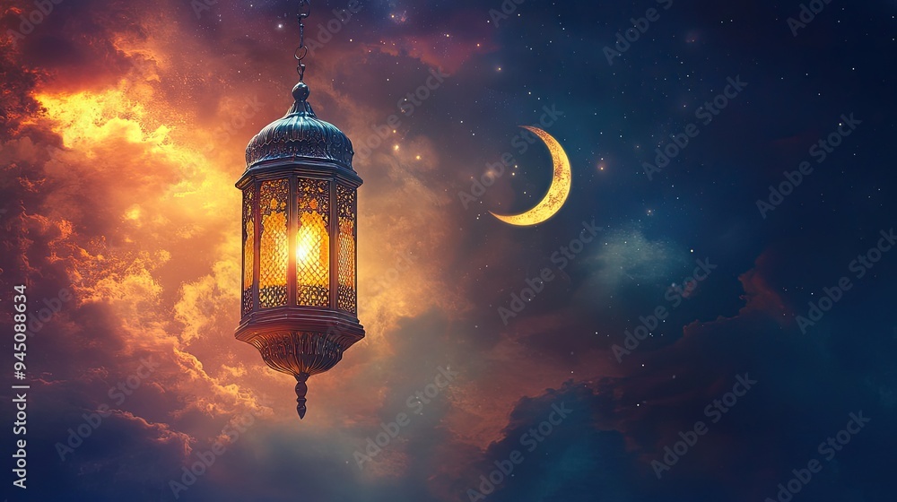 Ramadan Lantern and Crescent Moon Ramadan Lantern and Crescent Moon