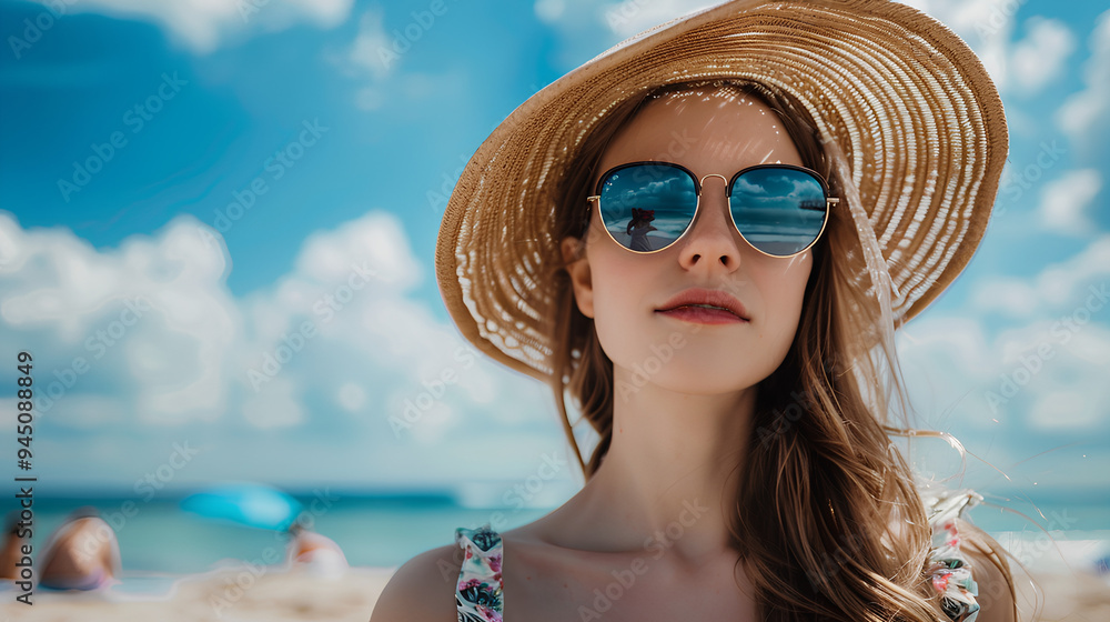 beautiful woman on holiday at the beach beautiful woman on holiday at the beach