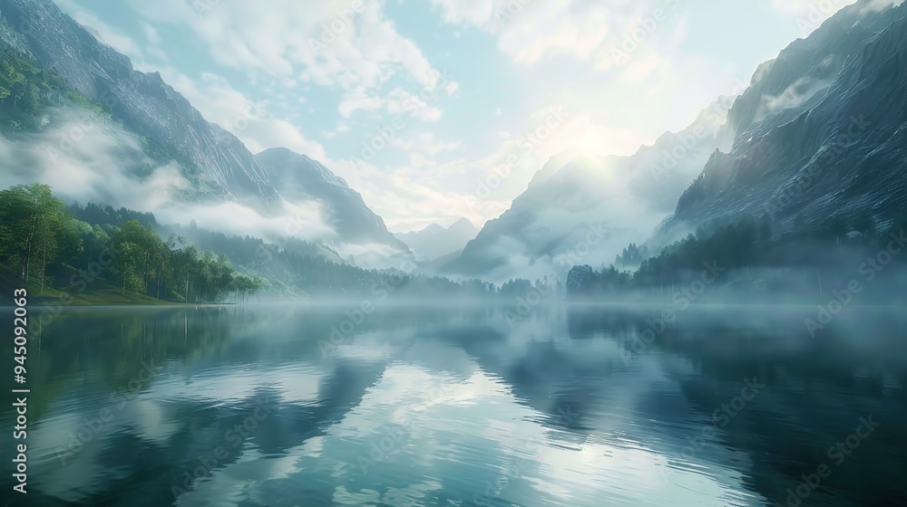 A serene lake nestled in the mountains, with mist rising from the water's surface and the sound of birdsong echoing through the valley, inspiring feelings of peace and euphoria. A serene lake nestled in the mountains, with mist rising from the water's surface and the sound of birdsong echoing through the valley, inspiring feelings of peace and euphoria.