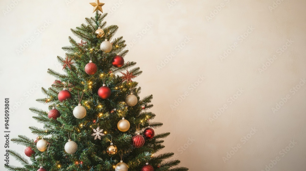 Christmas Tree with Decorations. Copy Space Christmas Tree with Decorations. Copy Space