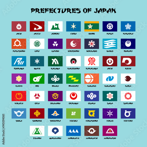 prefectures of japan on light background