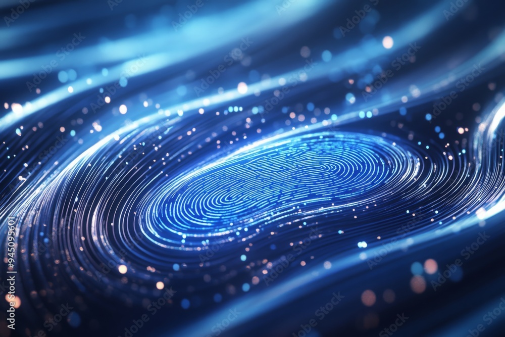 Futuristic Fingerprint Scanner Glowing with Blue Lights Futuristic Fingerprint Scanner Glowing with Blue Lights