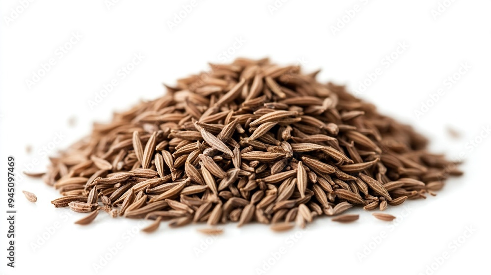 A Pile of Caraway Seeds Isolated on White A Pile of Caraway Seeds Isolated on White
