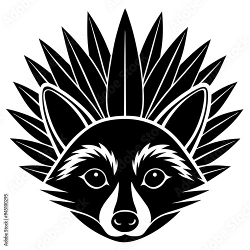 raccoon head silhouette made of magus vector illustration  