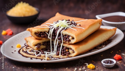 piece of cake with cheese and chocolate