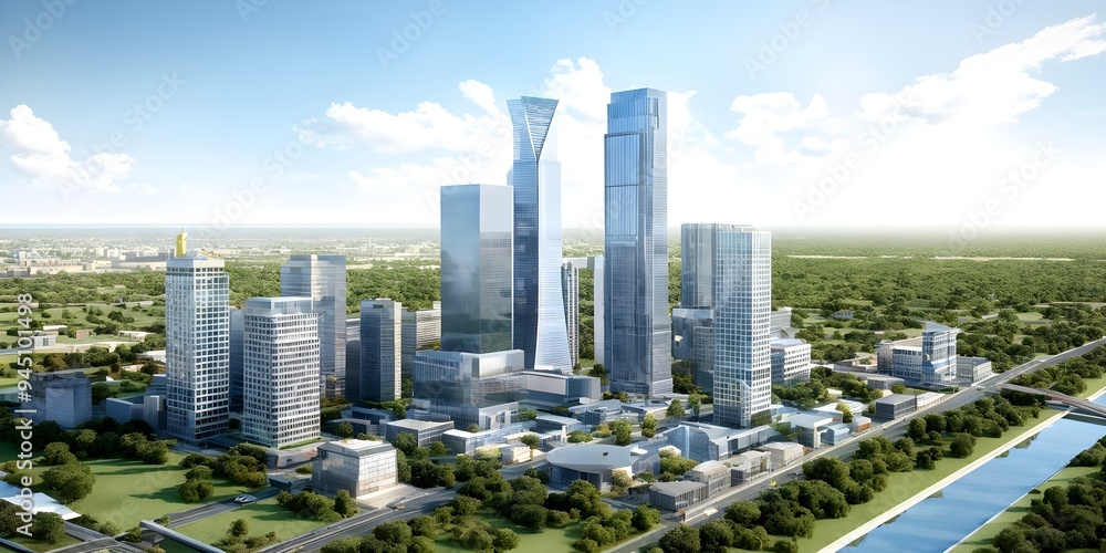 Obraz premium Three dimensional render of a model of a city
