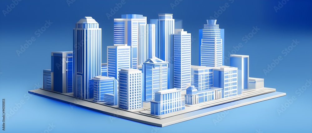 Three dimensional render of a model of a city Three dimensional render of a model of a city