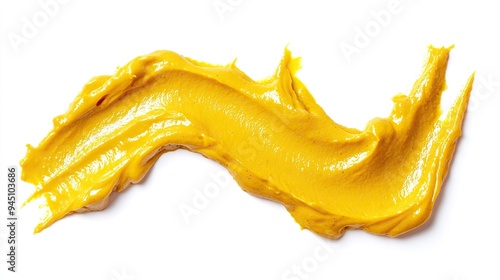 A Swirl of Yellow Mustard on a White Background photo