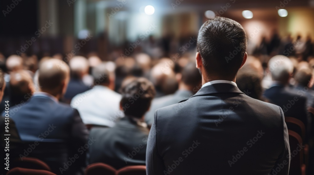 Business speaker giving a talk at business conference event. Neural network ai generated art Business speaker giving a talk at business conference event. Neural network ai generated art