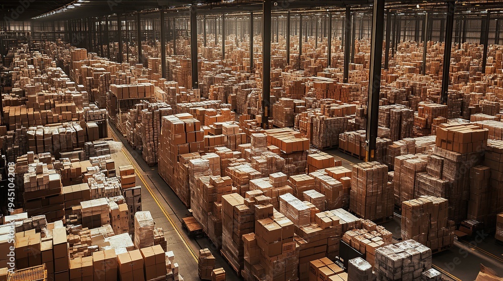 warehouse full of packages being sorted for delivery warehouse full of packages being sorted for delivery