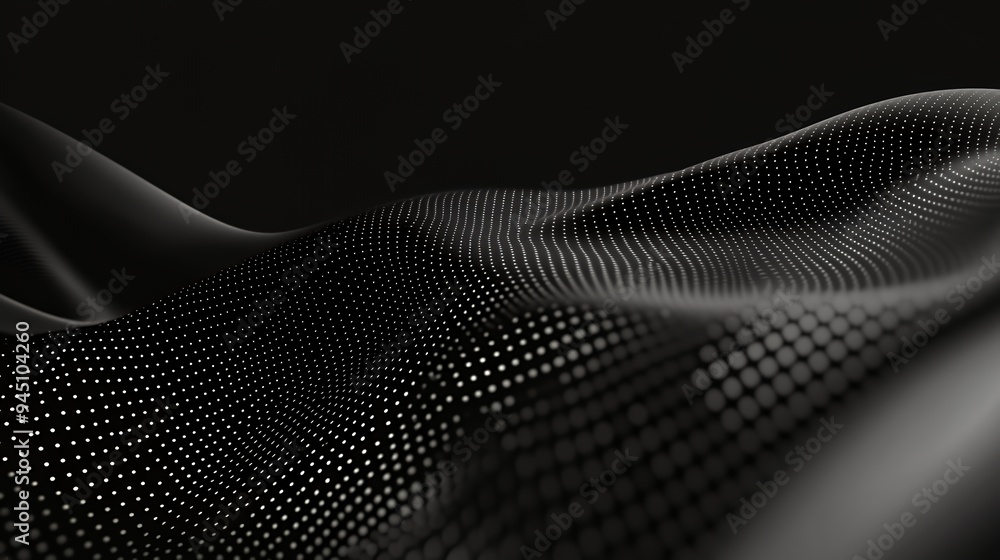 Abstract representation of flowing fabric with a dotted pattern against a dark background. Abstract representation of flowing fabric with a dotted pattern against a dark background.