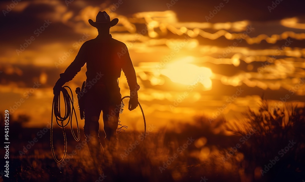 Fototapeta premium rodeo cowboy silhouette. 