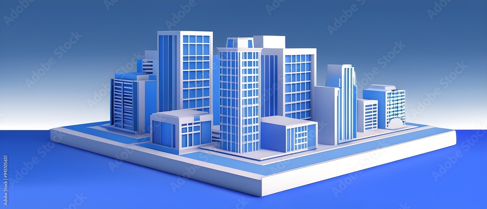 Three dimensional render of a model of a city Three dimensional render of a model of a city