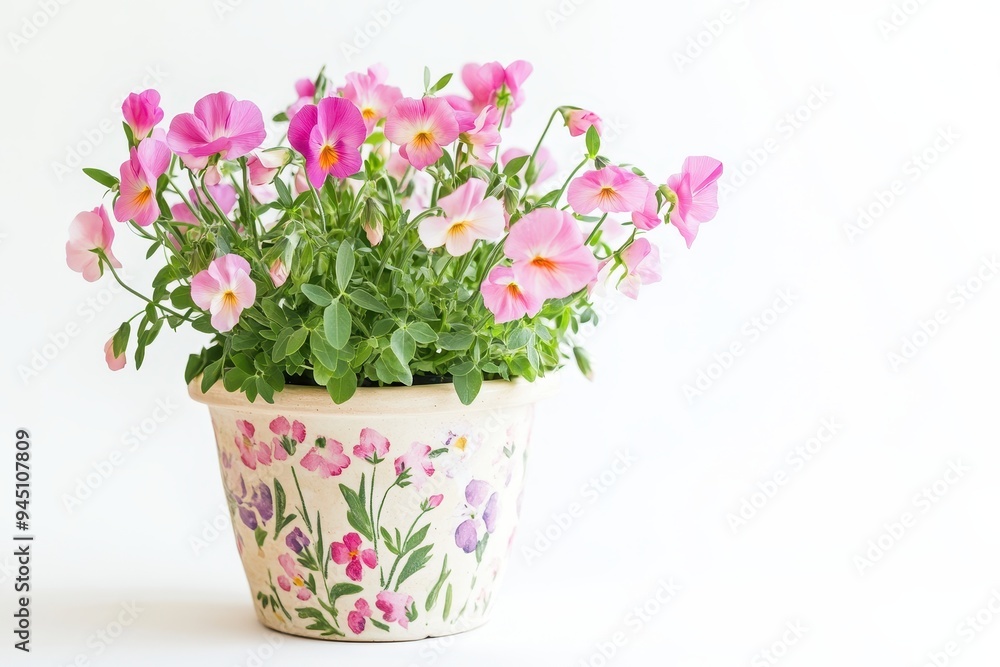 A vibrant pot of pink and purple flowers, enhancing indoor decor and bringing joy. A vibrant pot of pink and purple flowers, enhancing indoor decor and bringing joy.