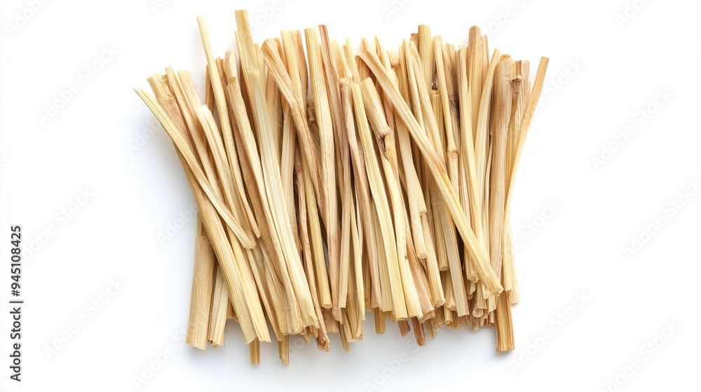 Dried Lemongrass Stalks on a White Background Dried Lemongrass Stalks on a White Background