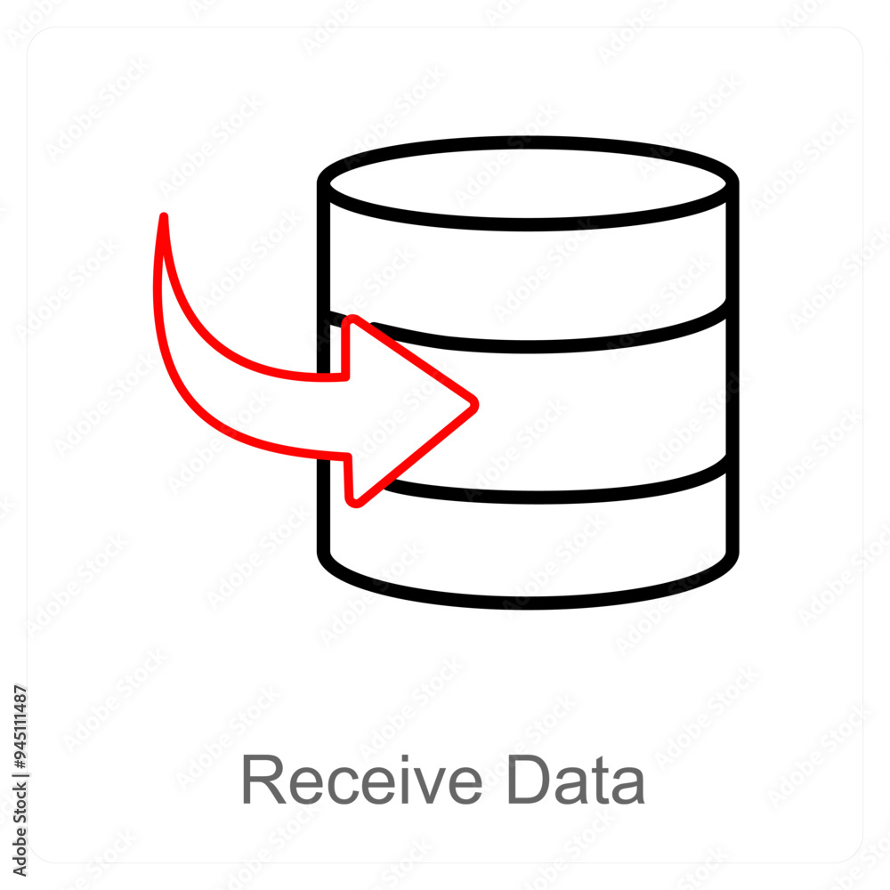 Received data and database icon concept Received data and database icon concept