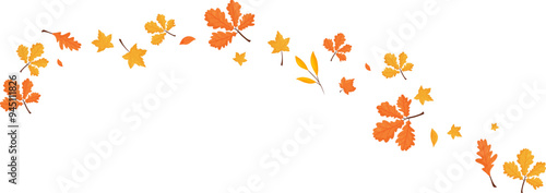 Wallpaper Mural Autumn leaves seamless border. Wave of falling leaves on a transparent background Torontodigital.ca