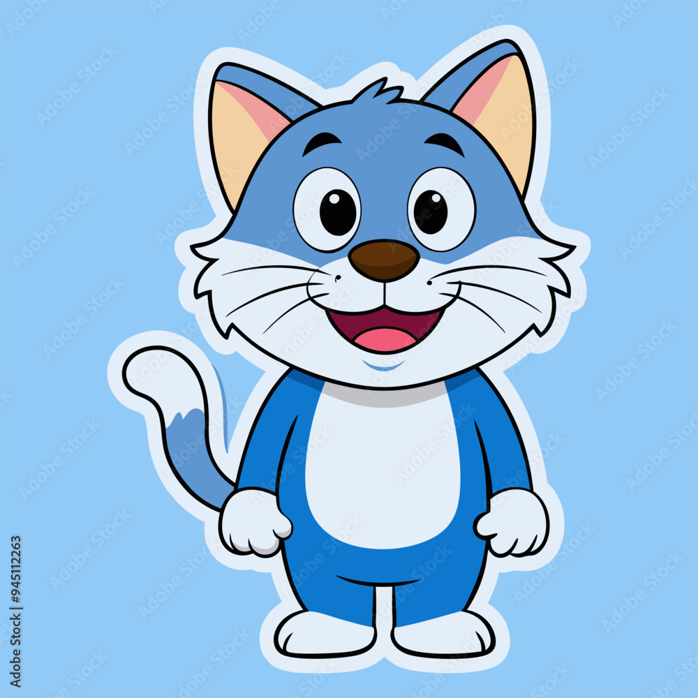 Cute sticker with cute cat vector Cute sticker with cute cat vector